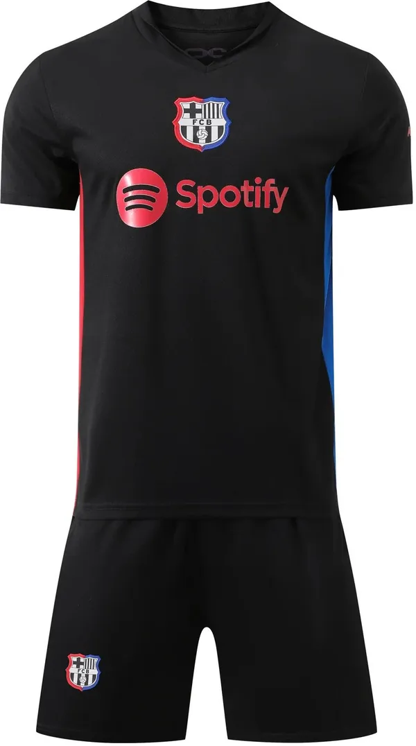 Black_Polyester_Regular_Fit_Barcelona_Football_T-Shirt_&_Shorts_Set_For_Boys_&_Girls