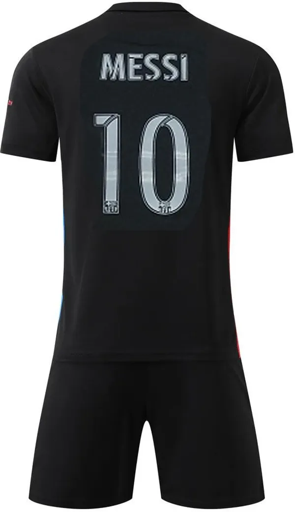 Black_Polyester_Barcelona_Football_Jersey_&_Shorts_Set_For_Boys_&_Girls