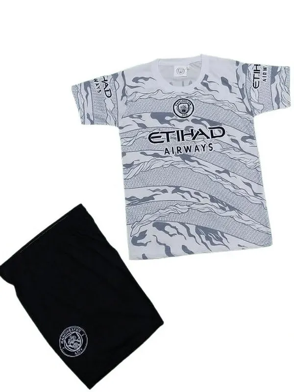 White_Polyester_Manchester_City_Haaland_9_Football_Jersey_Set_For_Boys_&_Girls