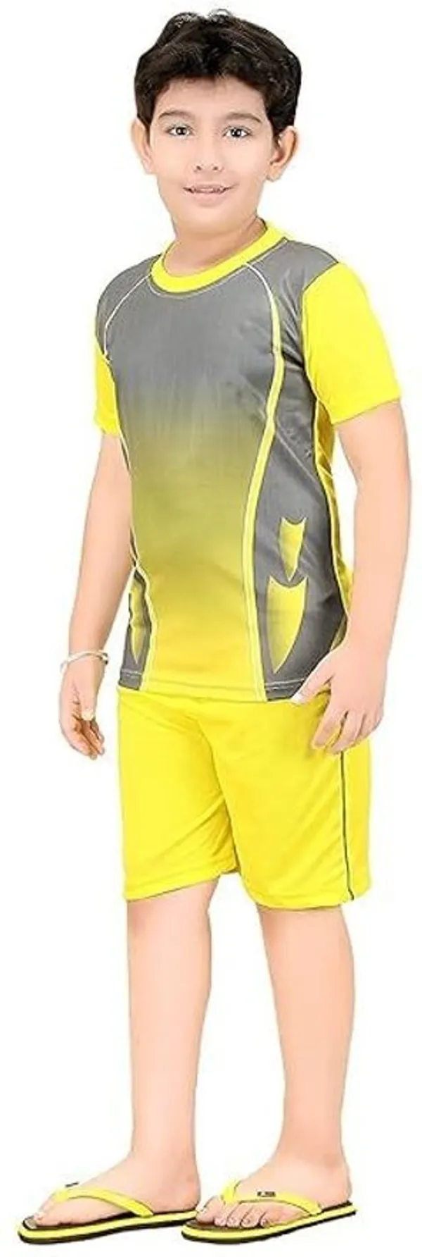 Yellow_Grey_Polyester_Regular_Fit_Football_T-Shirt_&_Shorts_Set_For_Boys_&_Girls
