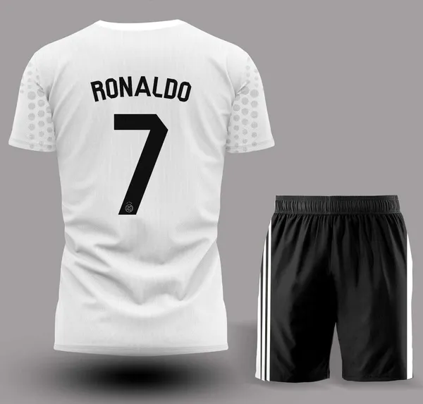 White_Polyester_Real_Madrid_Ronaldo_7_Football_Jersey_Set_For_Boys_&_Girls