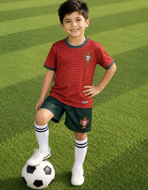 Red_Polyester_Portugal_Football_Jersey_Set_For_Boys