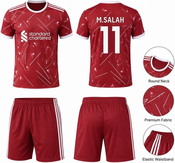 Red_Linen_Football_Jersey_T-Shirt_&_Shorts_Set_For_Boys