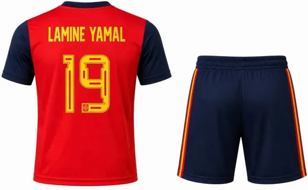 Red_Navy_Linen_Spain_Football_Jersey_&_Shorts_Set_For_Boys