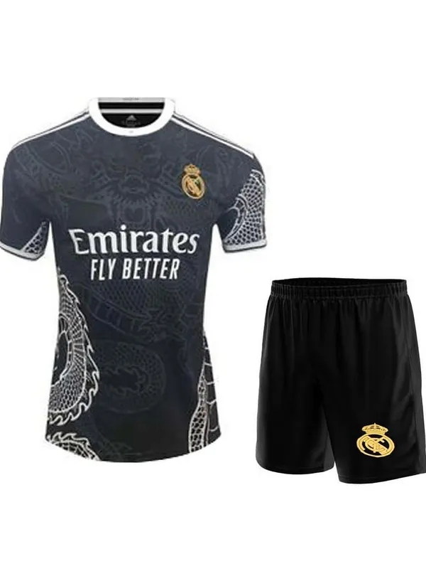 Black_Lycra_Regular_Fit_Dragon_Print_Football_T-Shirt_&_Shorts_Set_For_Boys_&_Girls