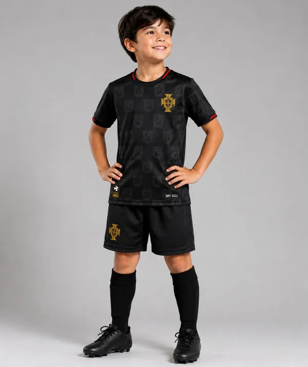 Black_Lycra_Portugal_Football_Jersey_&_Shorts_Set_For_Boys_&_Girls