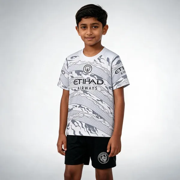 White_Polyester_Manchester_City_Haaland_9_Football_Jersey_Set_For_Boys_&_Girls