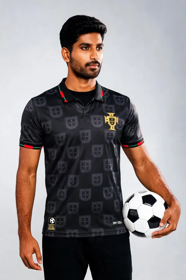 Black_Linen_Polo_Neck_Portugal_Football_Jersey_For_Men