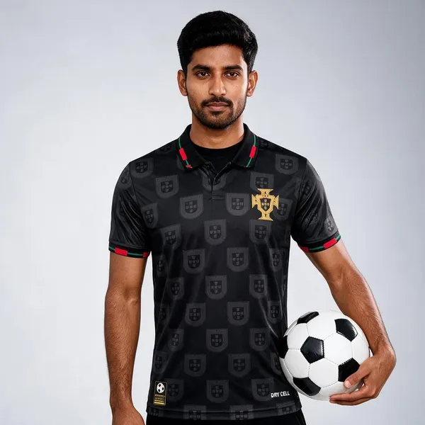 Black_Linen_Polo_Neck_Portugal_Football_Jersey_For_Men