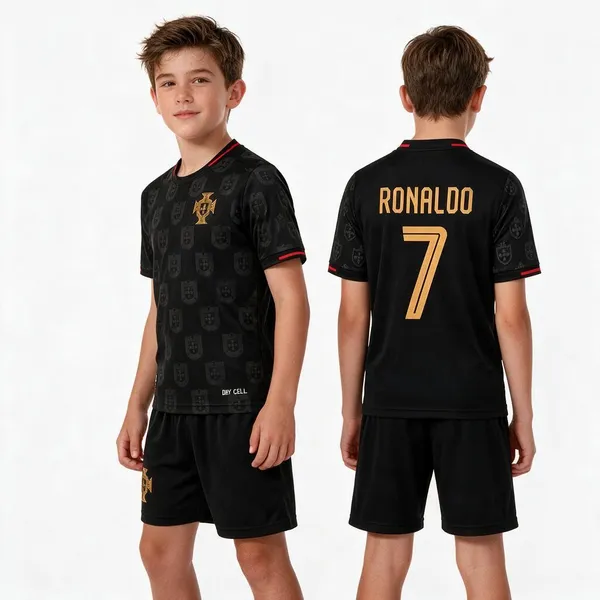 Black_Linen_Printed_Regular_Football_T-Shirt_and_Short_Set_For_Boys