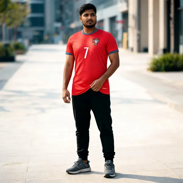 Red_Linen_Printed_Round_Neck_T-Shirt_For_Men