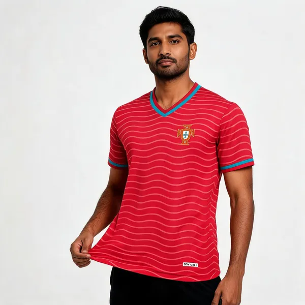 Red_Linen_V_Neck_T-Shirt_For_Men
