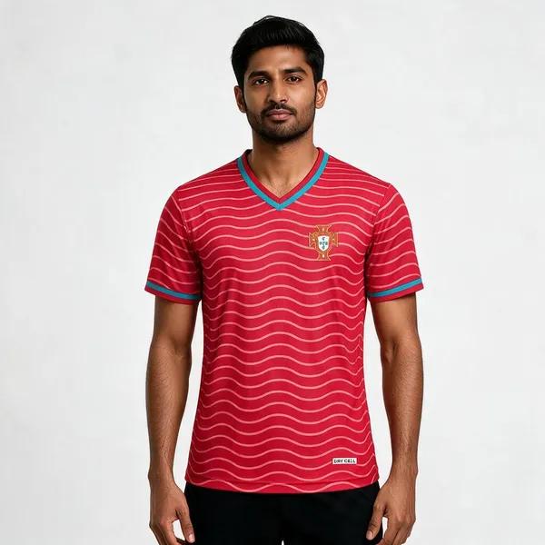 Red_Linen_V_Neck_T-Shirt_For_Men