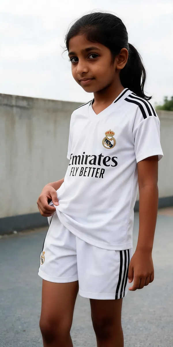 White_Polyester_Real_Madrid_Football_Jersey_And_Shorts_Set_For_Kids