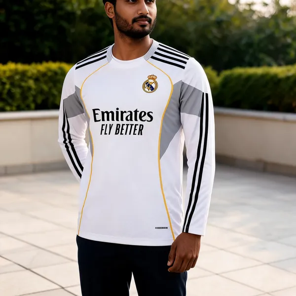 White_Linen_Round_Neck_Full_Sleeve_Real_Madrid_Jersey_For_Men