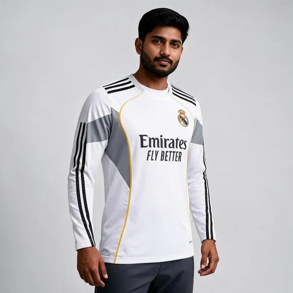 White_Linen_Round_Neck_Full_Sleeve_Real_Madrid_Jersey_For_Men