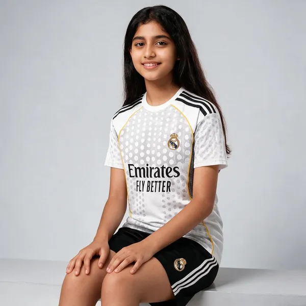 White_Polyester_Real_Madrid_Ronaldo_7_Football_Jersey_Set_For_Boys_&_Girls