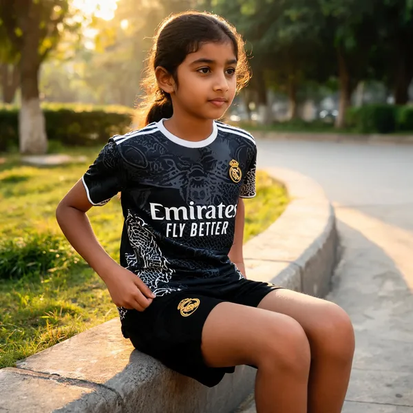 Black_Lycra_Regular_Fit_Dragon_Print_Football_T-Shirt_&_Shorts_Set_For_Boys_&_Girls