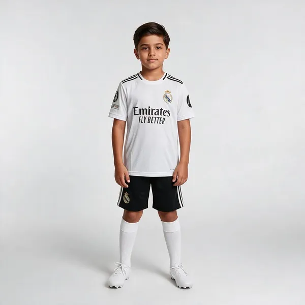 White_Polyester_Regular_Football_T-Shirt_&_Shorts_Set_For_Boys_&_Girls