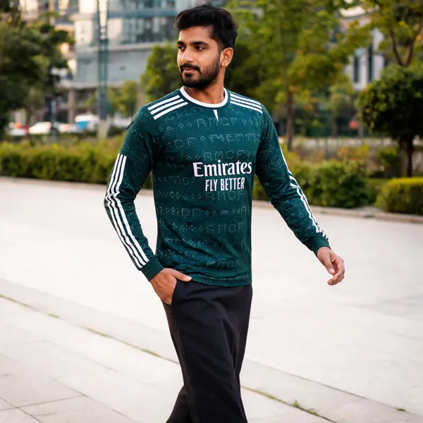 Dark_Green_Linen_Printed_Round_Neck_T-Shirt_For_Men
