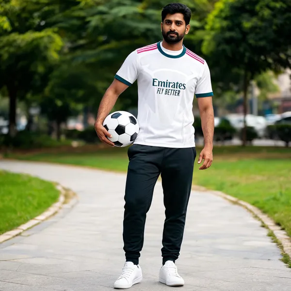White_Linen_Round_Neck_Striped_Football_Jersey_T-Shirt_For_Men