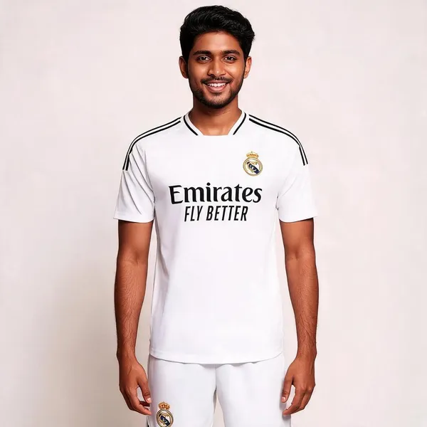 White_Linen_Regular_Fit_Real_Madrid_Football_T-Shirt_For_Men