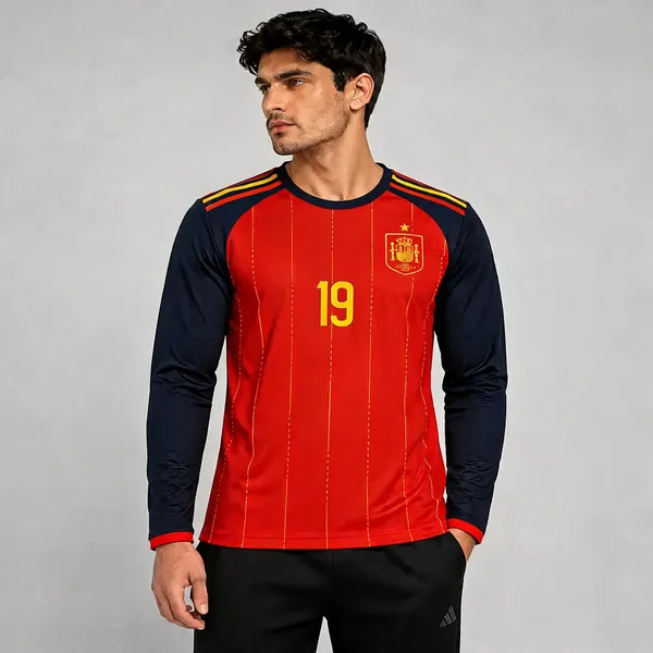 Red_Linen_Full_Sleeve_Spain_Football_T-Shirt_For_Men