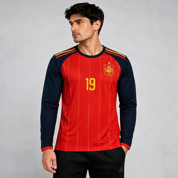 Red_Linen_Full_Sleeve_Spain_Football_T-Shirt_For_Men