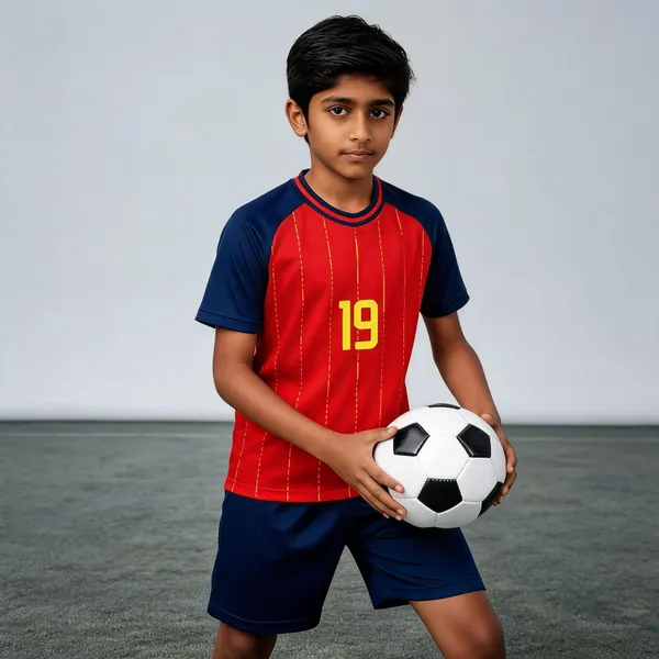 Red_Linen_Spain_Football_Jersey_T-Shirt_&_Shorts_Set_For_Boys