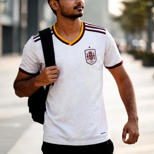 White_Polyester_Self_Design_V_Neck_T-Shirt_For_Men