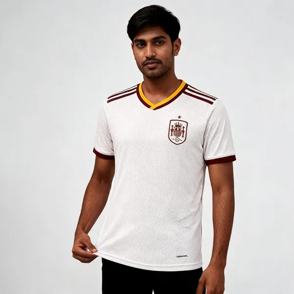 White_Polyester_Self_Design_V_Neck_T-Shirt_For_Men