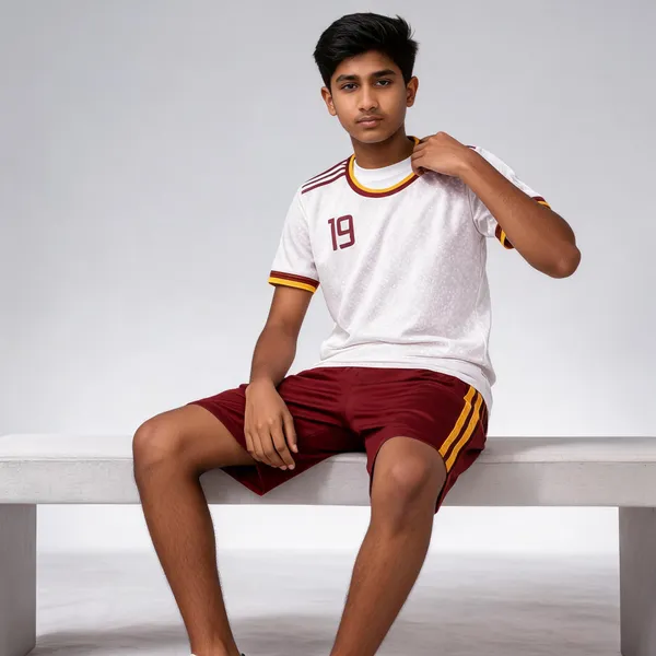 White_Linen_Spain_Football_Jersey_Set_For_Boys