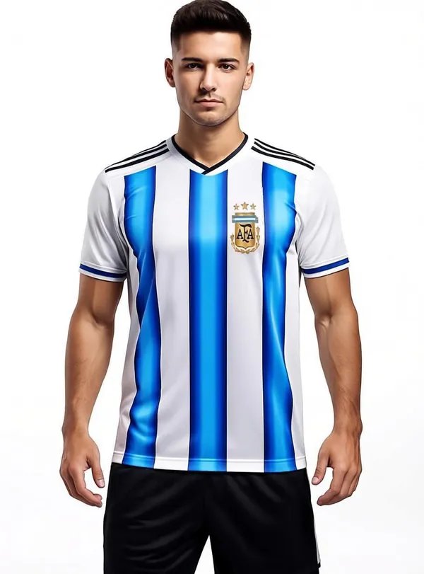 White_Blue_Linen_Striped_Half_Sleeve_Football_T-Shirt_For_Men