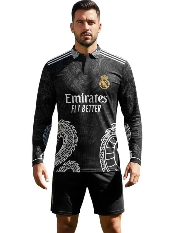 Black_Linen_Polo_Neck_Full_Sleeve_Dragon_Football_Jersey_For_Men