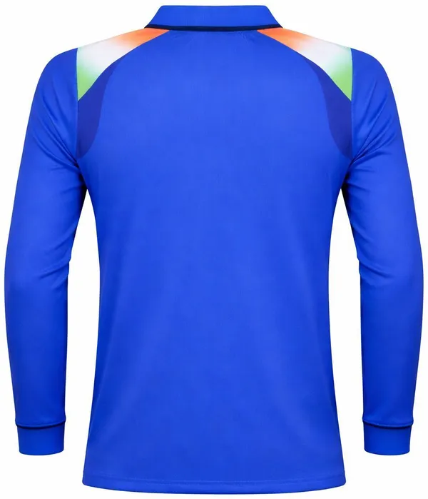 Blue_Linen_Full_Sleeve_Polo_Neck_T-Shirt_For_Men