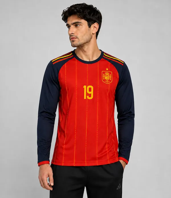 Red_Linen_Full_Sleeve_Spain_Football_T-Shirt_For_Men
