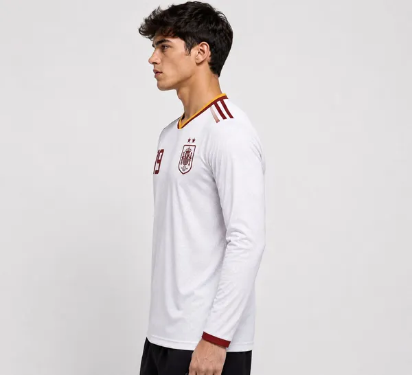 White_Linen_Full_Sleeve_Spain_Football_T-Shirt_For_Men