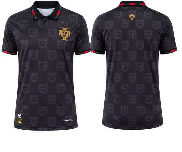 Black_Linen_Polo_Neck_Portugal_Football_Jersey_For_Men