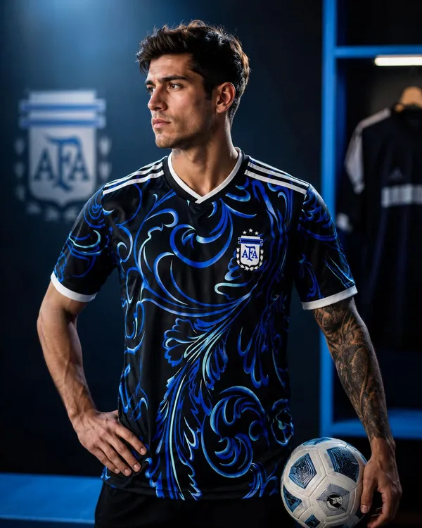 Blue_Linen_V-Neck_Argentina_Football_Jersey_T-Shirt_For_Men