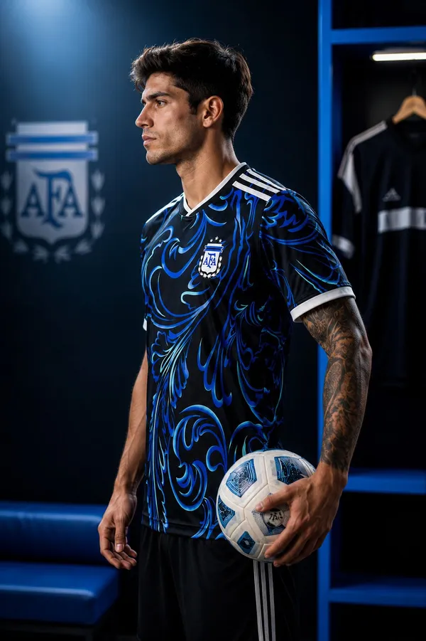 Blue_Linen_V-Neck_Argentina_Football_Jersey_T-Shirt_For_Men