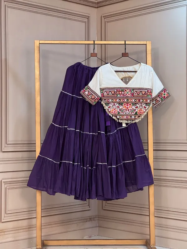 Sm_Kora_Cotton_Full_Stitched_Lehenga_With_Kutchi_Patchwork_Blouse_Purple