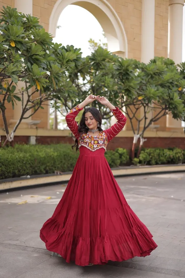 Sm_Rayon_Navratri_Gown_With_Mukaish_Gamthi_Embroidery_Maroon