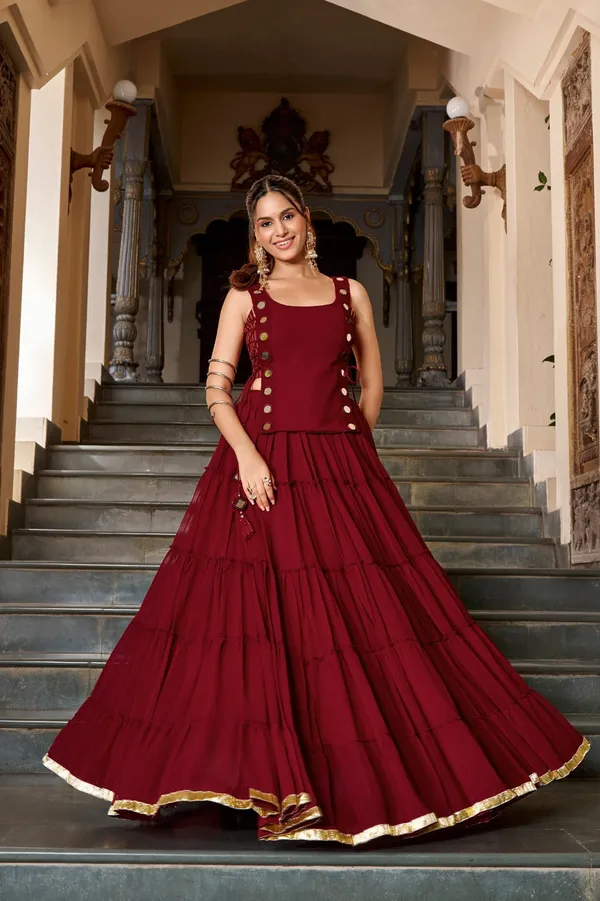Sm_Navratri_Fully_Stitched_Lehenga_With_Blouse_Koti_Maroon