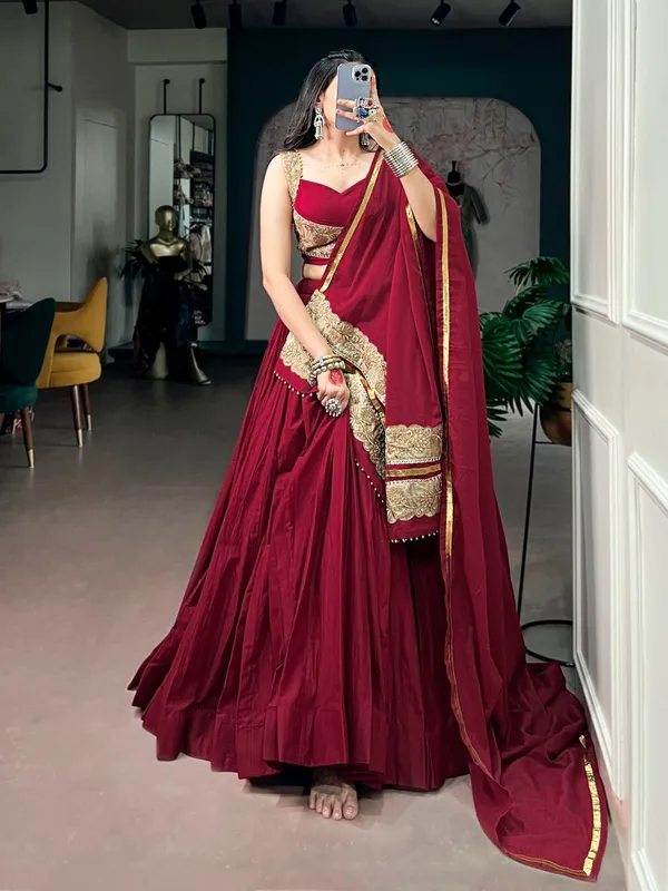 Sm_Mal_Cotton_Lehenga_With_Sequins_Thread_Embroidered_Blouse_Default_Title