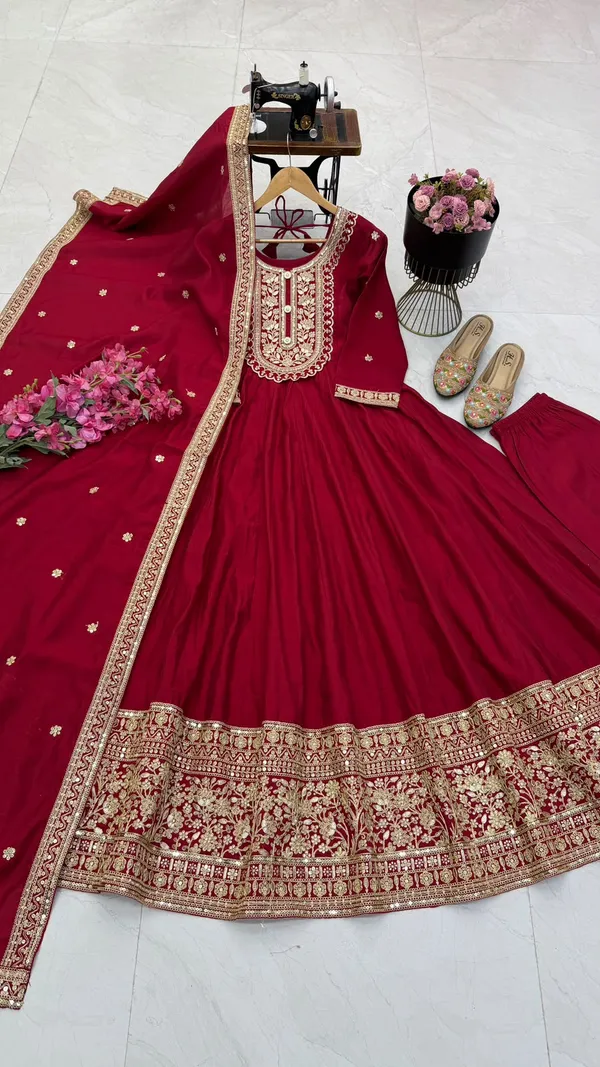Sm_New_Designer_Party_Gown_Pant_Dupatta_Crimson_Red