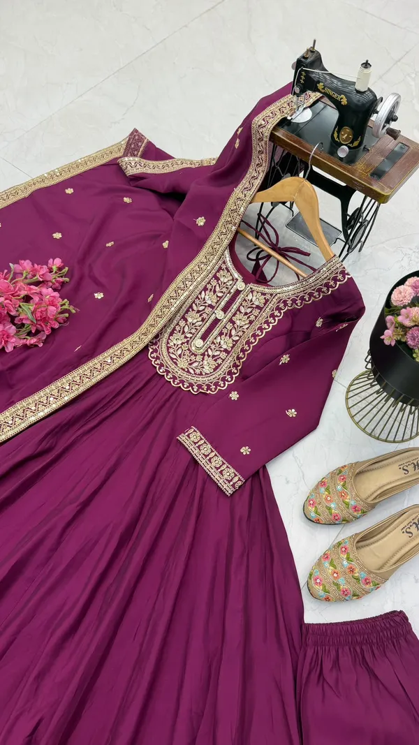 Sm_New_Designer_Party_Gown_Pant_Dupatta_Red
