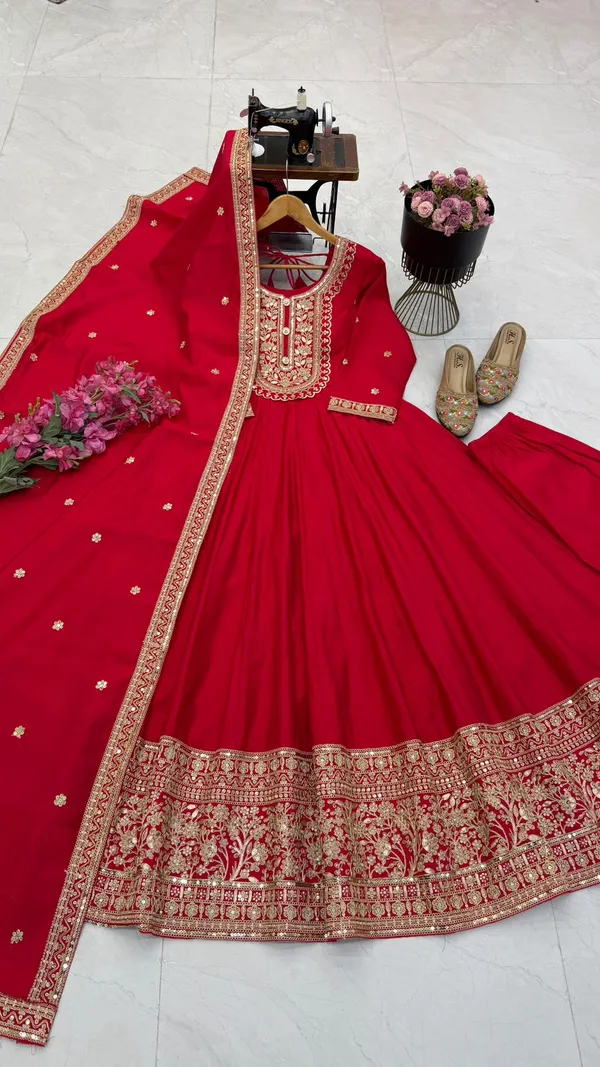 Sm_New_Designer_Party_Gown_Pant_Dupatta_Red