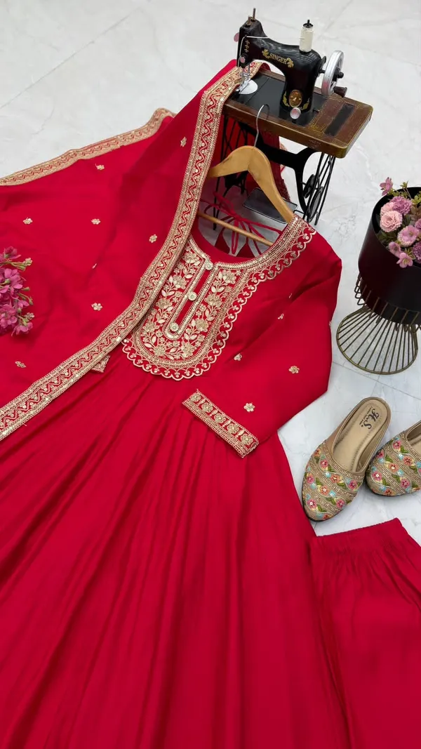 Sm_New_Designer_Party_Gown_Pant_Dupatta_Red