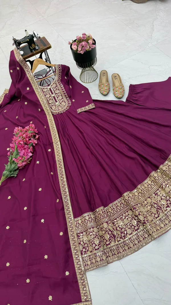 Sm_New_Designer_Party_Gown_Pant_Dupatta_Red