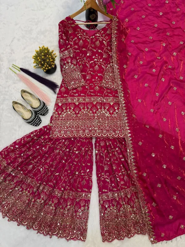 Sm_Designer_Fancy_Crushed_Silk_Sharara_Suit_Set_With_5mm_Sequence_Embroidery_Dupatta_Rani_Pink